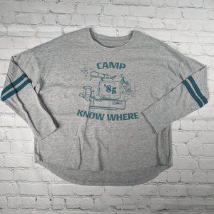 WOMEN'S STRANGER THINGS FLEECE TOP CAMP KNOW WHERE SIZE LARGE